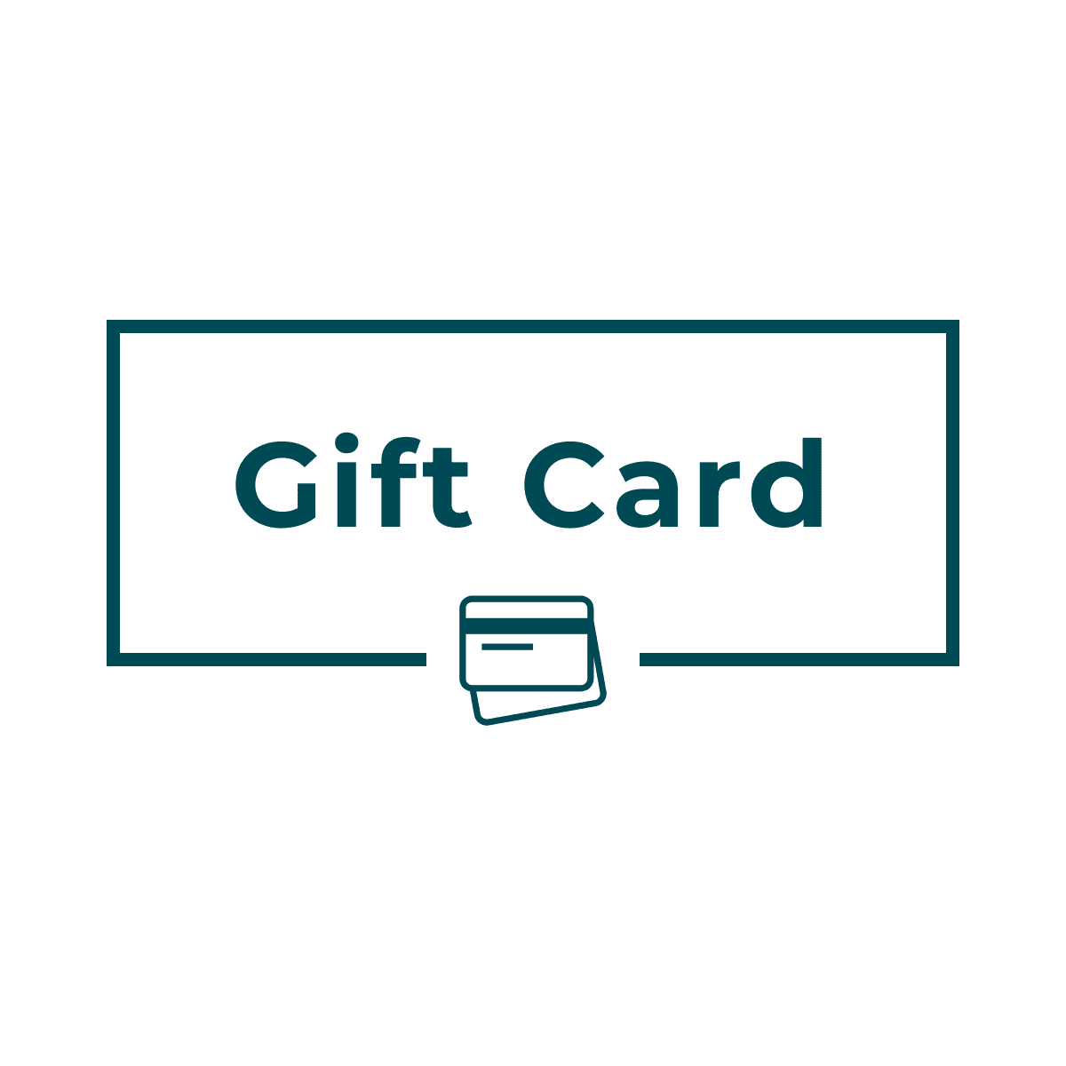 Image of a gift card with the text 'Gift Card' written on it, and an icon of a card below the text.