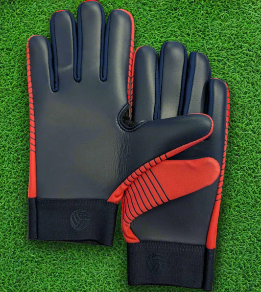 Pink and navy Straight edge strapless gloves on a green grass background